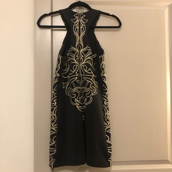 Parker Black and Gold Embroidered Mini Dress! - Picture 2 of 5